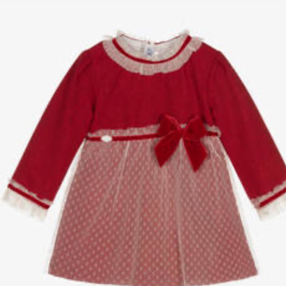 Miranda Dress Kids,  Miranda Girls Red & Ivory Tulle Dress - 5 year